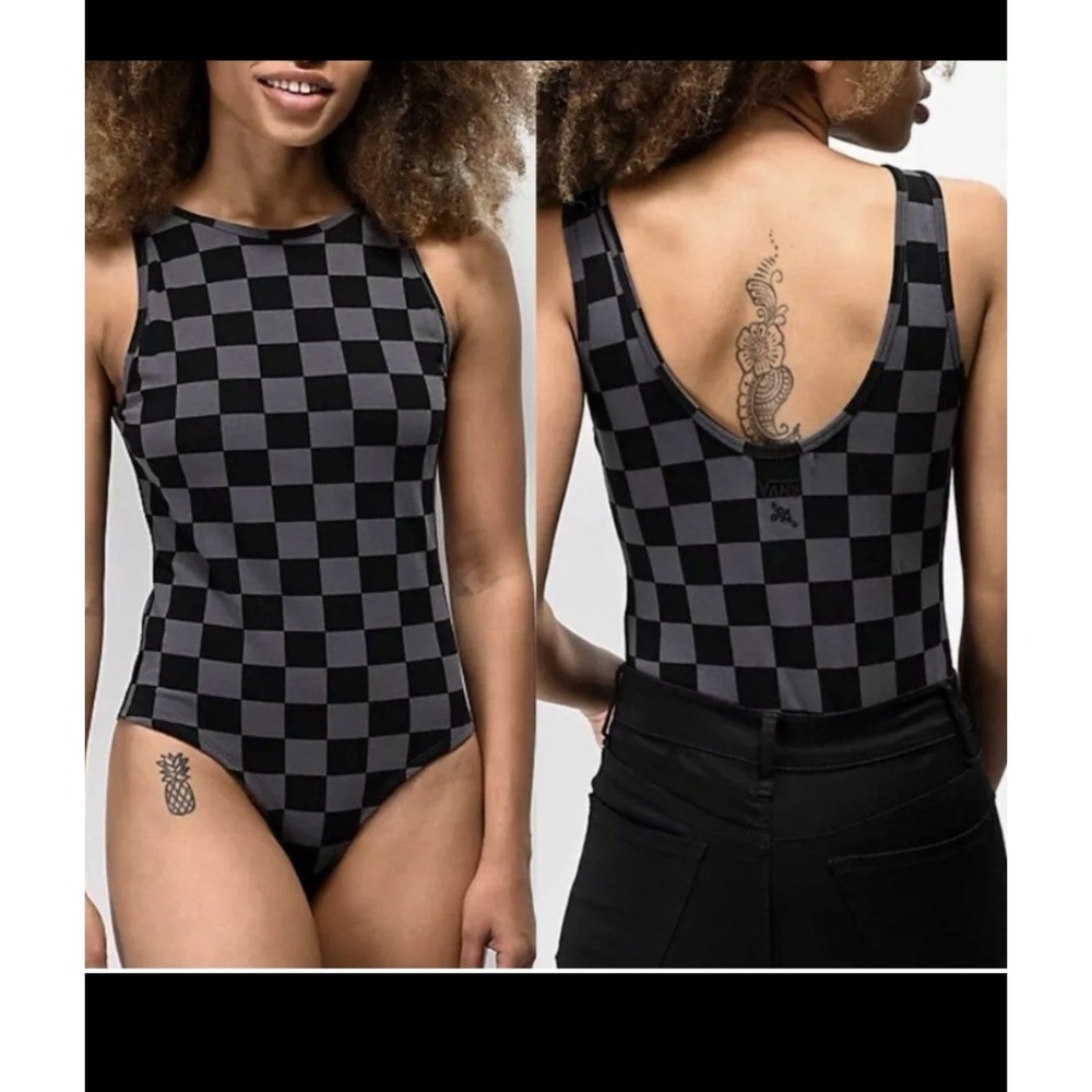 Vans Scoop Back Checkered Bodysuit Sz. XL Skater Streetwear Grunge Indie Graphic